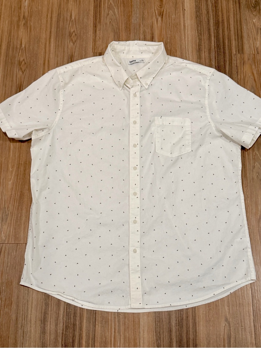 Sonoma Men's XXL Short-Sleeve Button-Up Shirt in Off-White with Micro Print